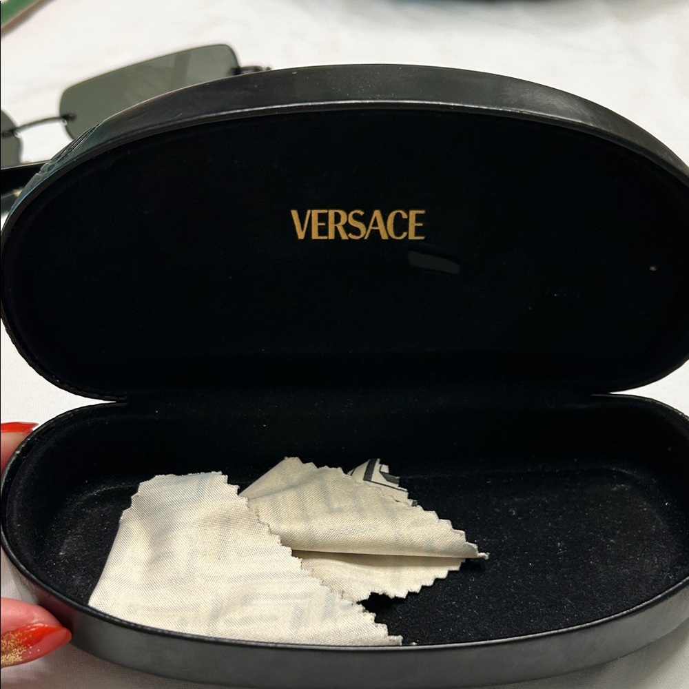 Versace Black Sunglasses with Silver Accents - Picture 6 of 7